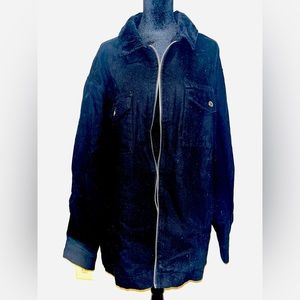 Black denim mens jacket with corduroy collar